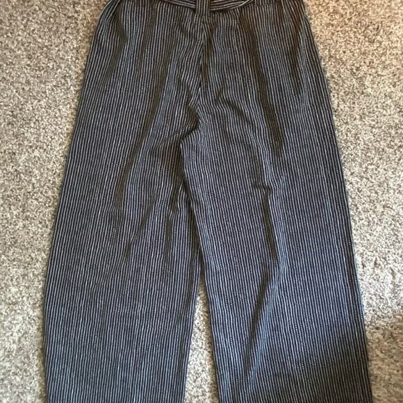 Max studio wide flared pants scrunch waist black white dots small with tie belt - Picture 4 of 7